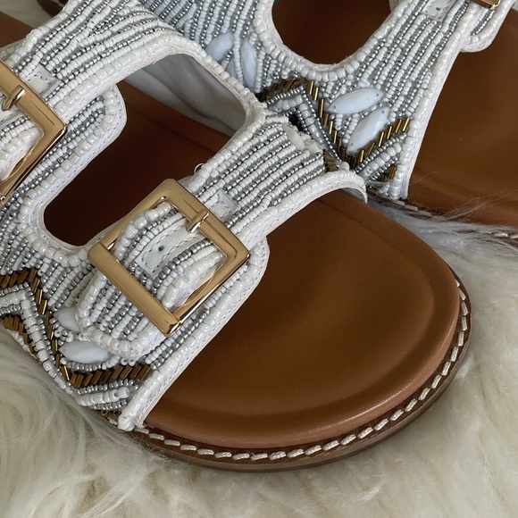 + HOUSE OF HARLOW 1960 + Beaded Flat Double Buckle Sandal - Picture 4 of 8